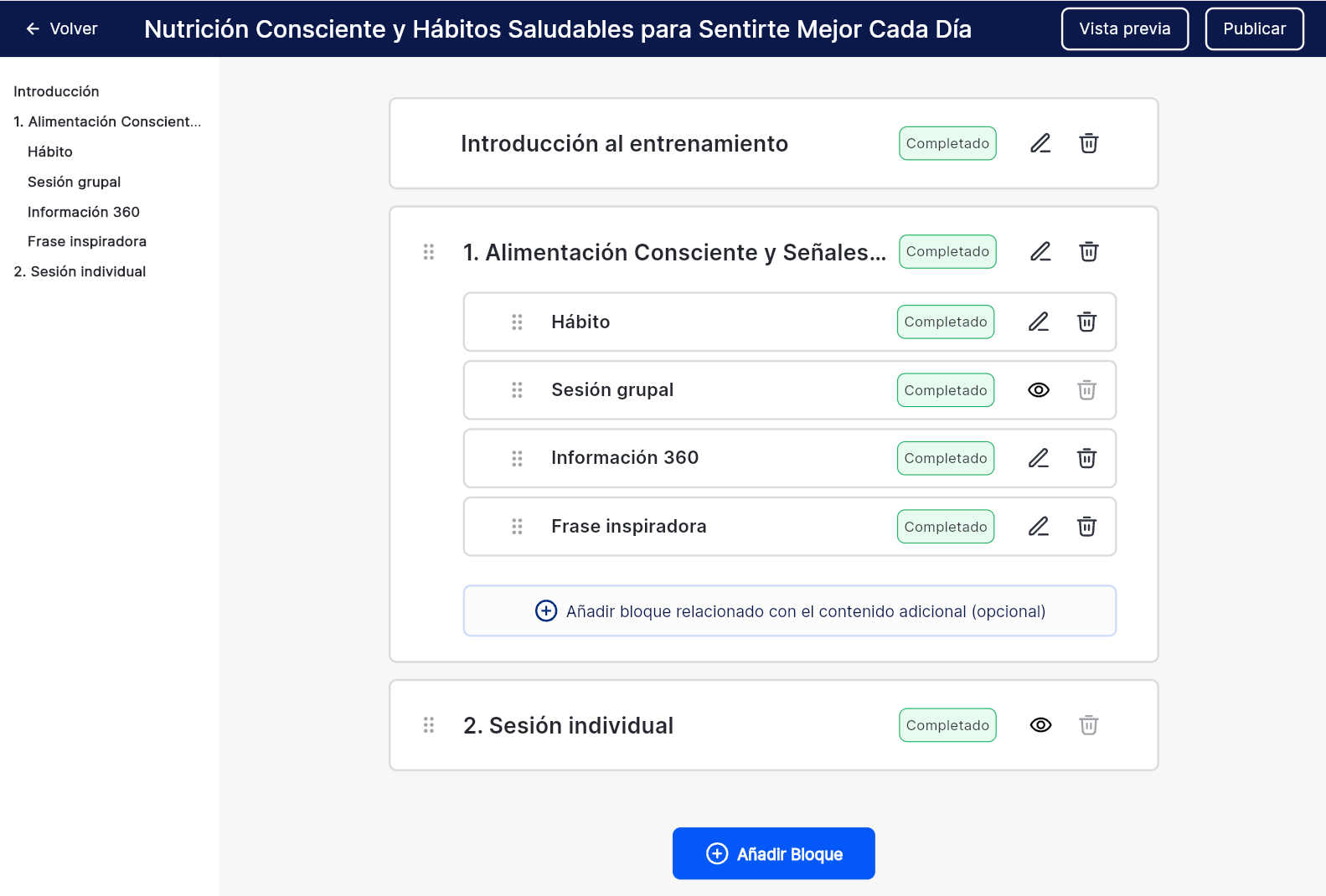 Creando contenido con todos los bloques en SuperSapiens