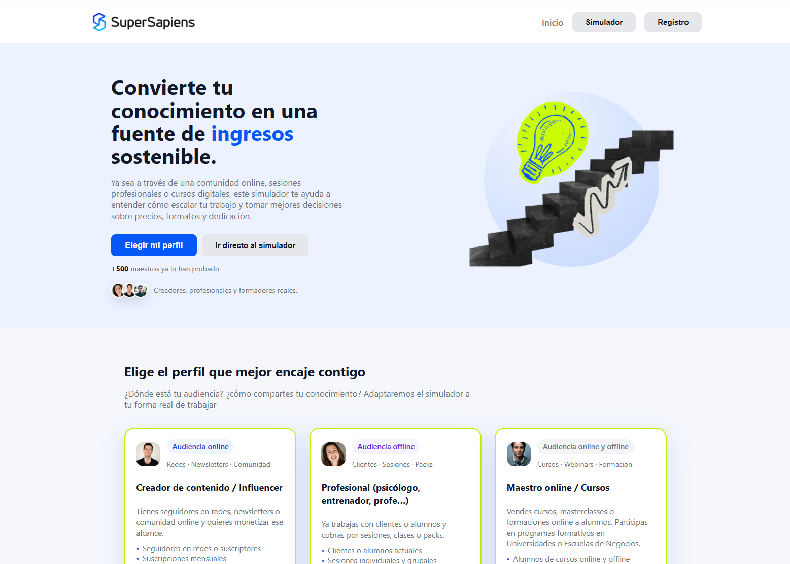 Simulador de ingresos de SuperSapiens